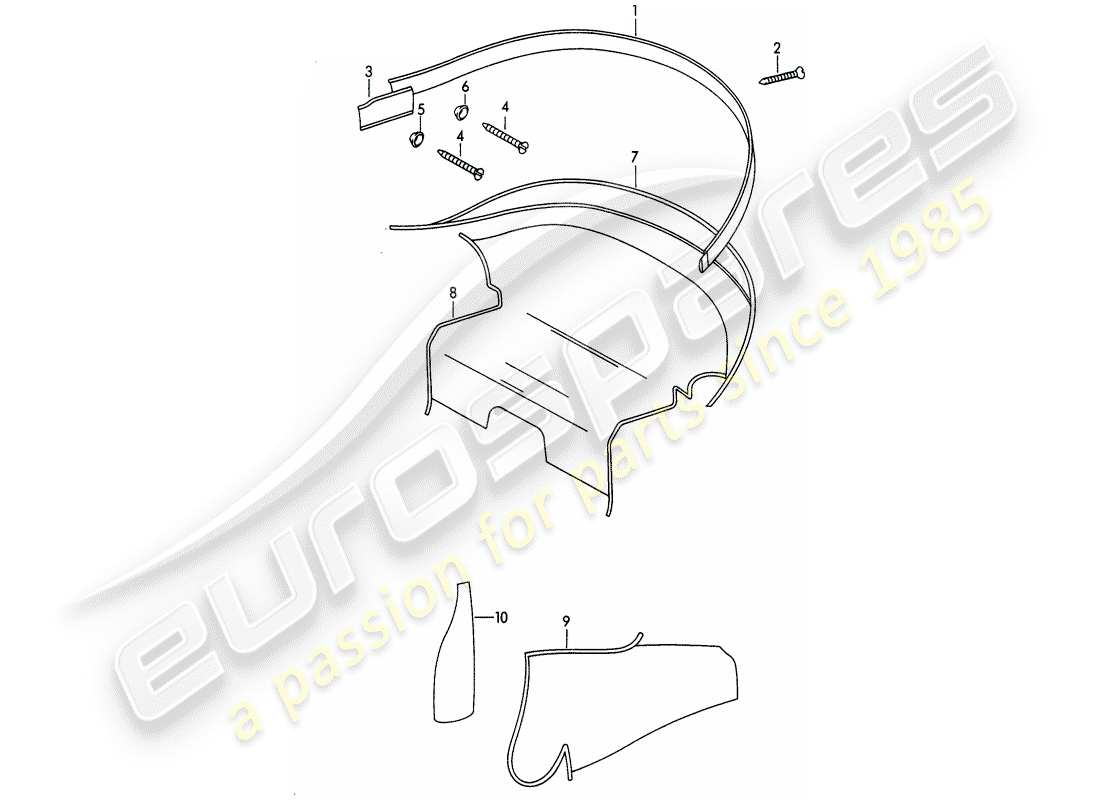 porsche 356b/356c (1961) trims - interior equipment part diagram