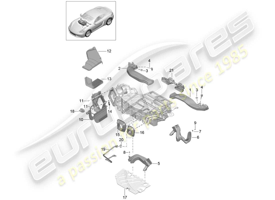porsche 718 cayman (2020) air duct parts diagram