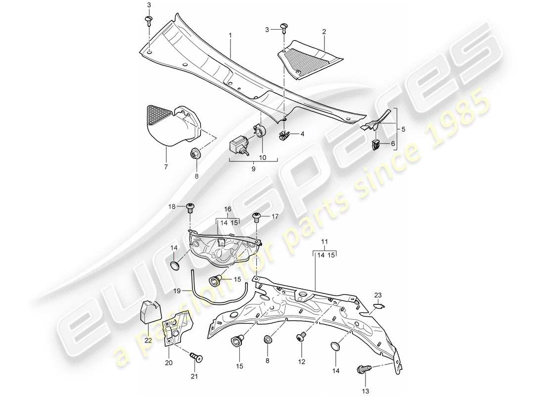 porsche cayenne (2010) cover part diagram