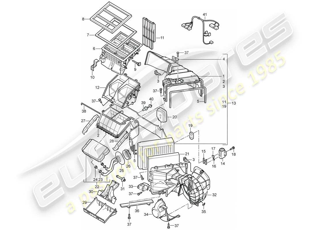 porsche cayenne (2005) heating, air cond. system part diagram