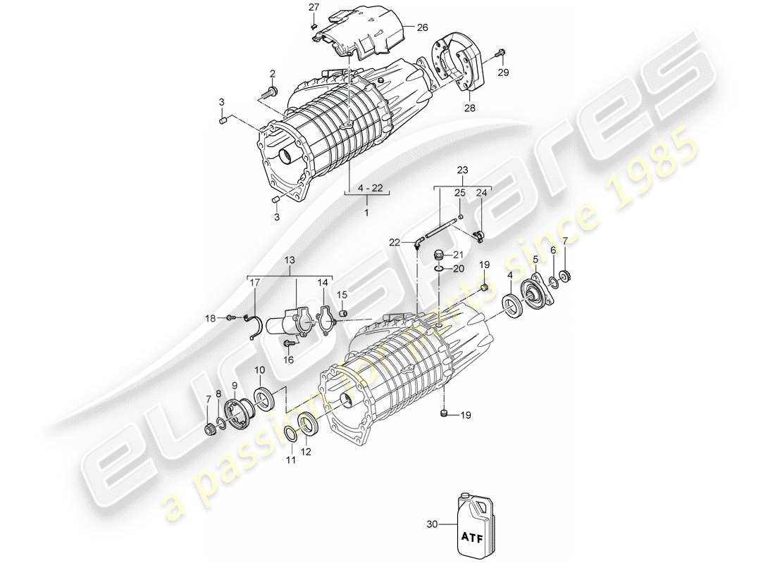 porsche cayenne (2009) transfer box part diagram