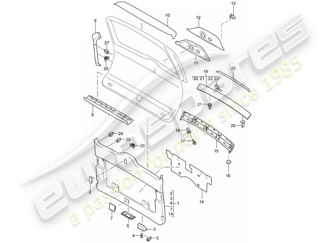 porsche cayenne (2009) trims part diagram