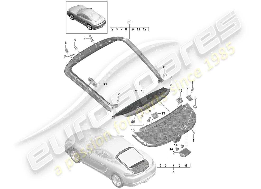 porsche 718 cayman (2020) lining part diagram