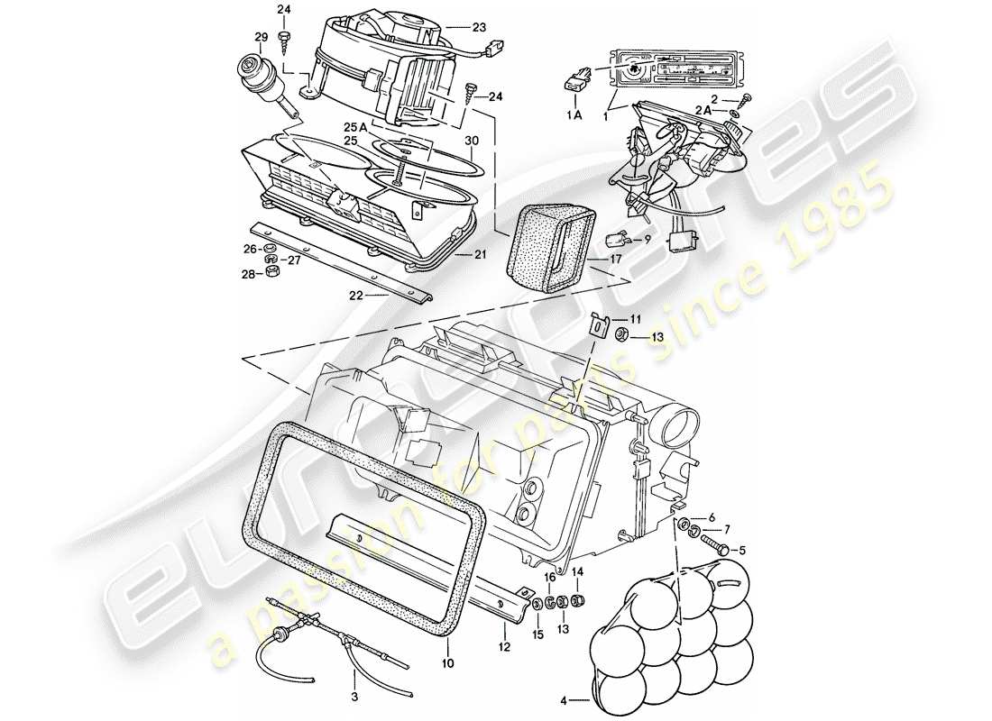 porsche 928 (1986) control switch - fan - blower housing part diagram