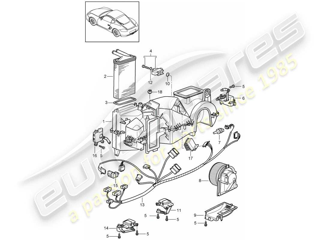 porsche cayman 987 (2008) air conditioner parts diagram