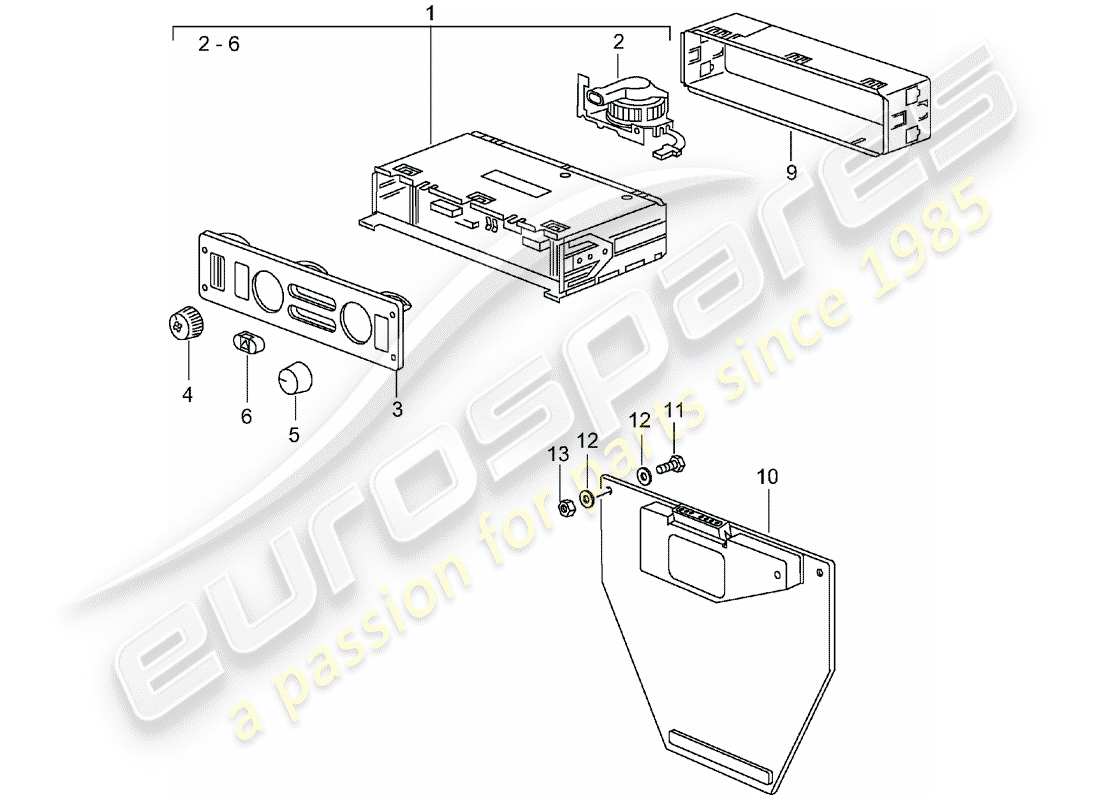 porsche 993 (1995) control switch - driver part diagram