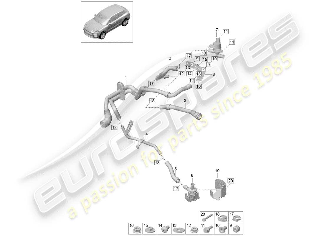 porsche macan (2020) heater part diagram