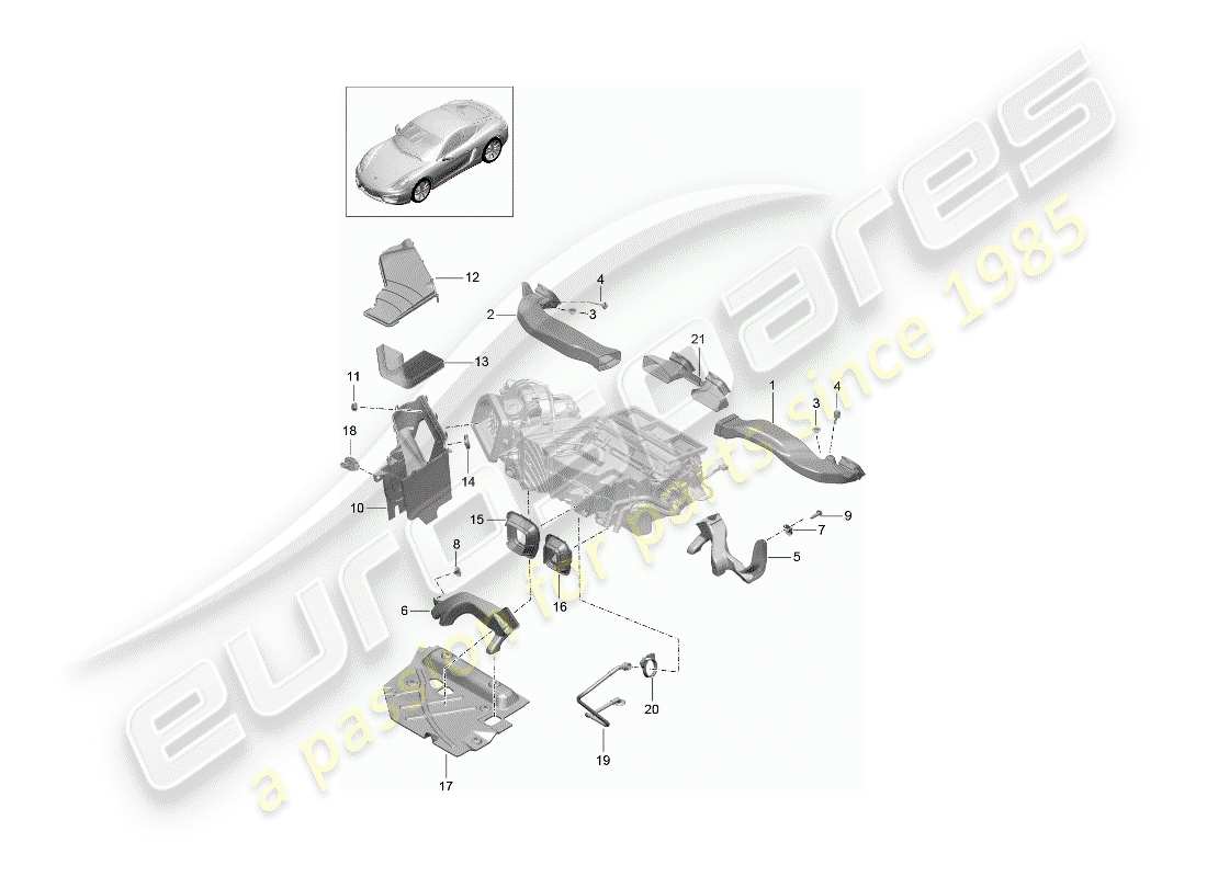 porsche cayman 981 (2014) air duct parts diagram