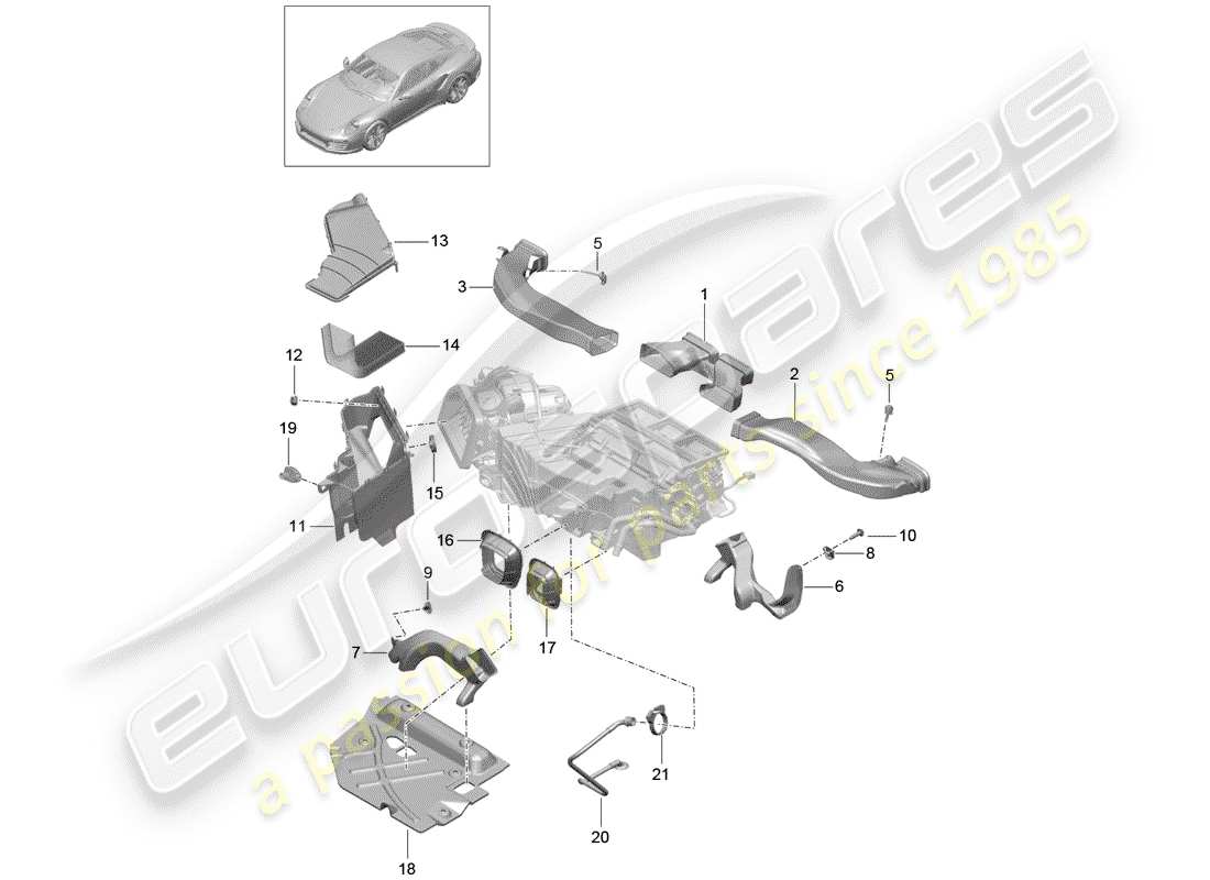 porsche 991 t/gt2rs air duct part diagram