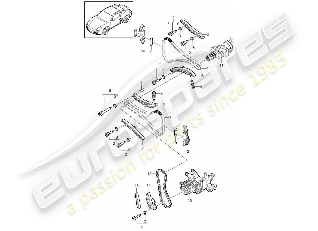 porsche cayman 987 (2010) valve control parts diagram