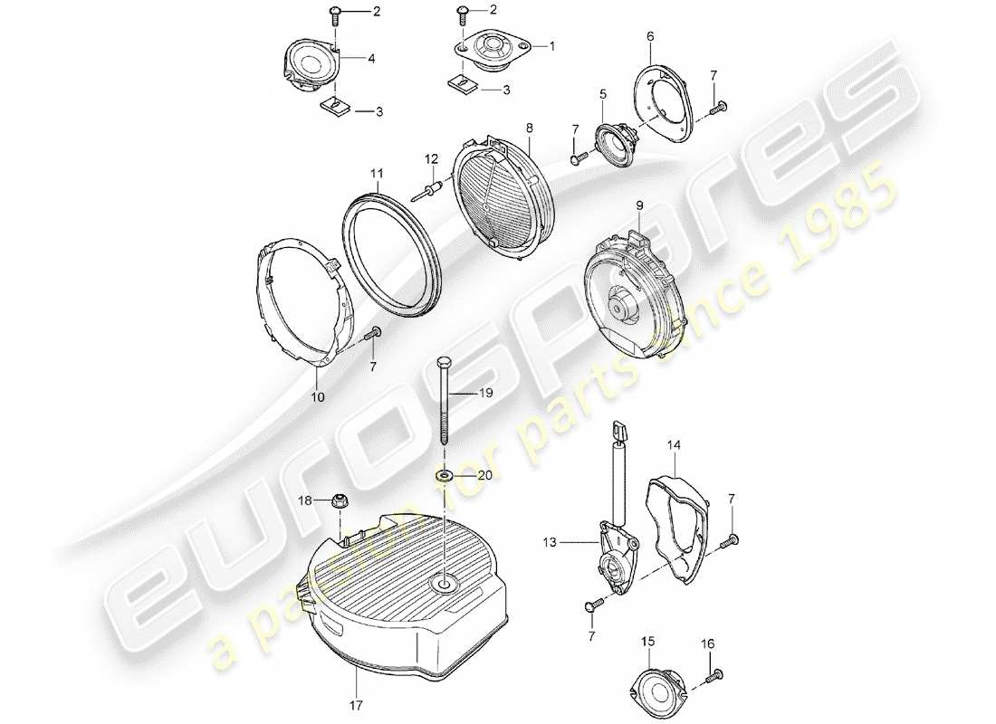porsche cayenne (2004) loudspeaker parts diagram