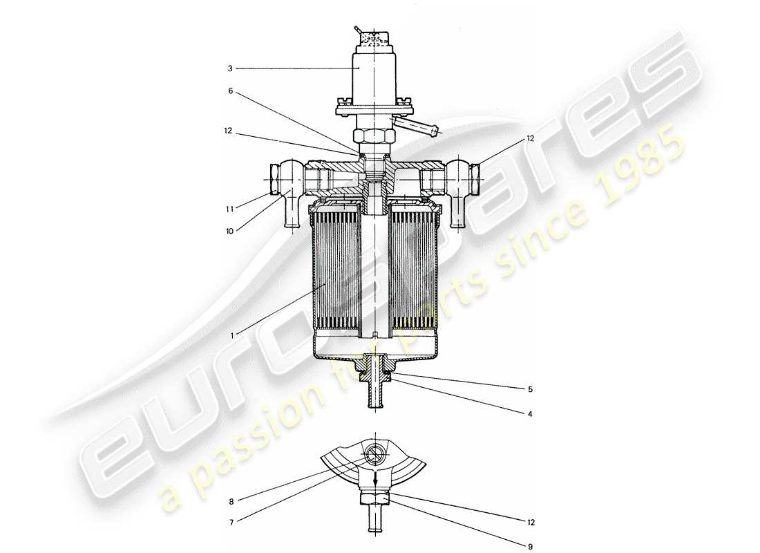 porsche 911 (1977) fuel filter - complete part diagram