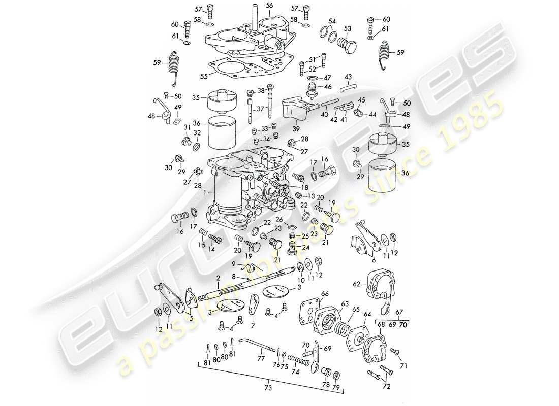 porsche 356b/356c (1962) single parts - for - carburetor - solex-40 pii-4/44 pii-4 part diagram