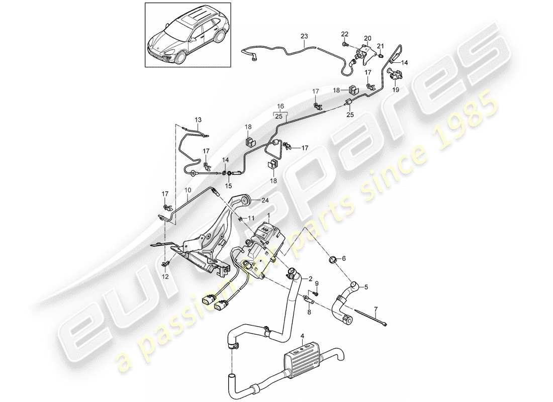 porsche cayenne e2 (2012) additional heater part diagram