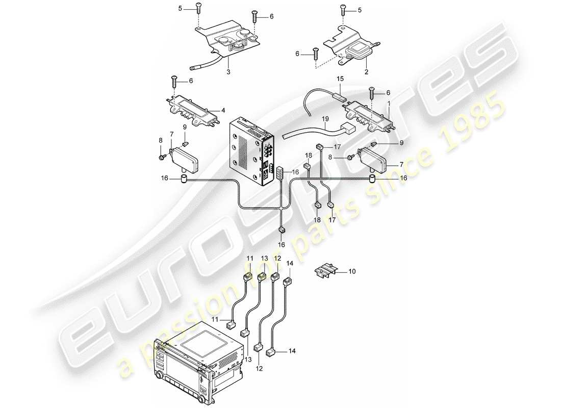 porsche cayenne (2008) antenna booster part diagram