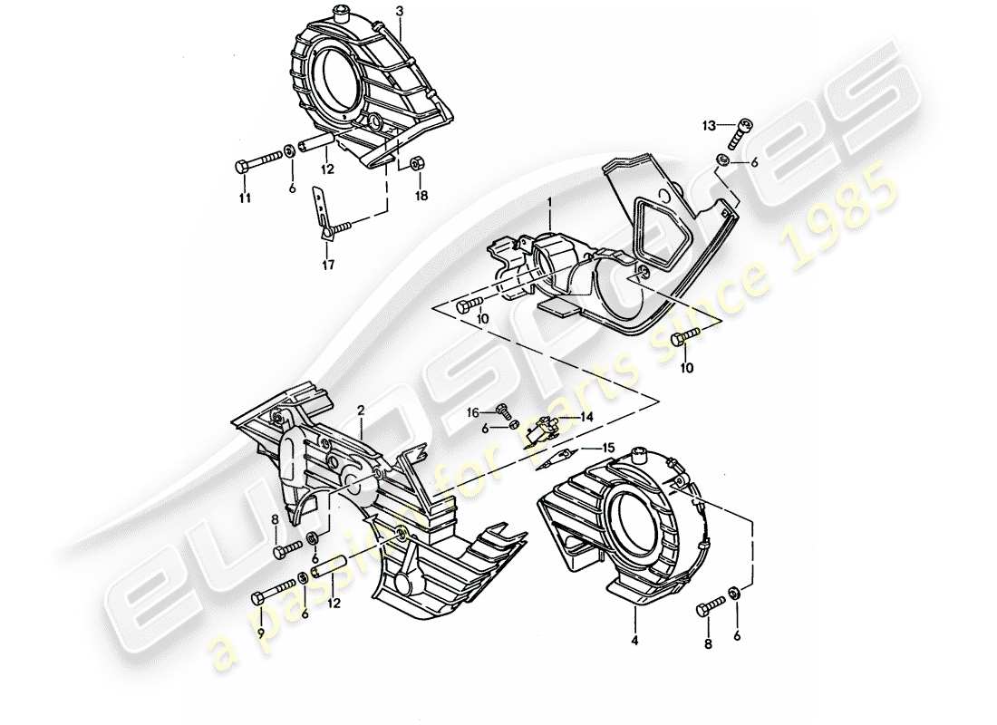 porsche 928 (1992) toothed belt covering parts diagram