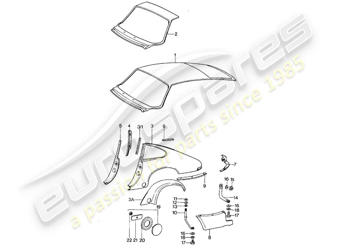 porsche 911 turbo (1977) exterior panelling part diagram