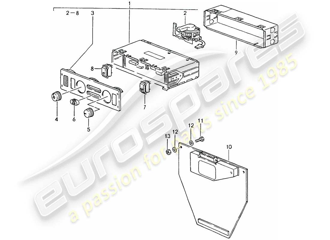 porsche 964 (1990) control switch - driver part diagram