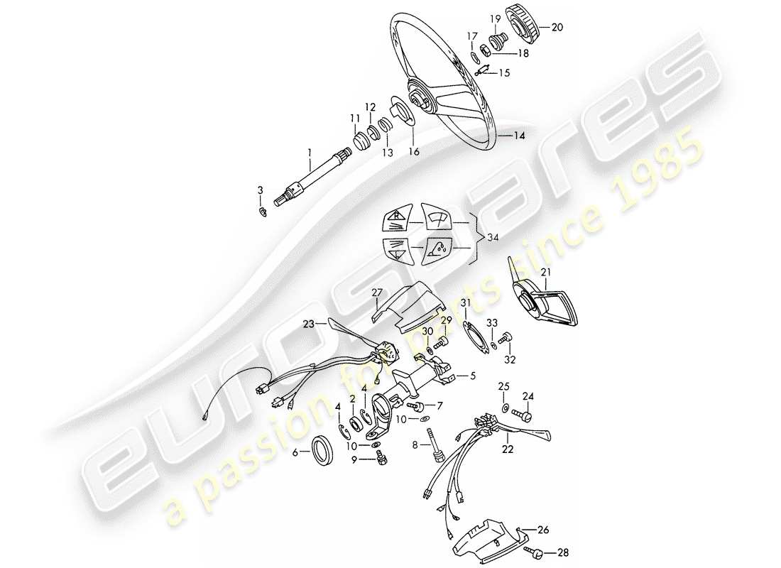 porsche 911/912 (1967) intermediate steering shaft - steering wheel - steering column switch - d - mj 1968>> - mj 1968 part diagram