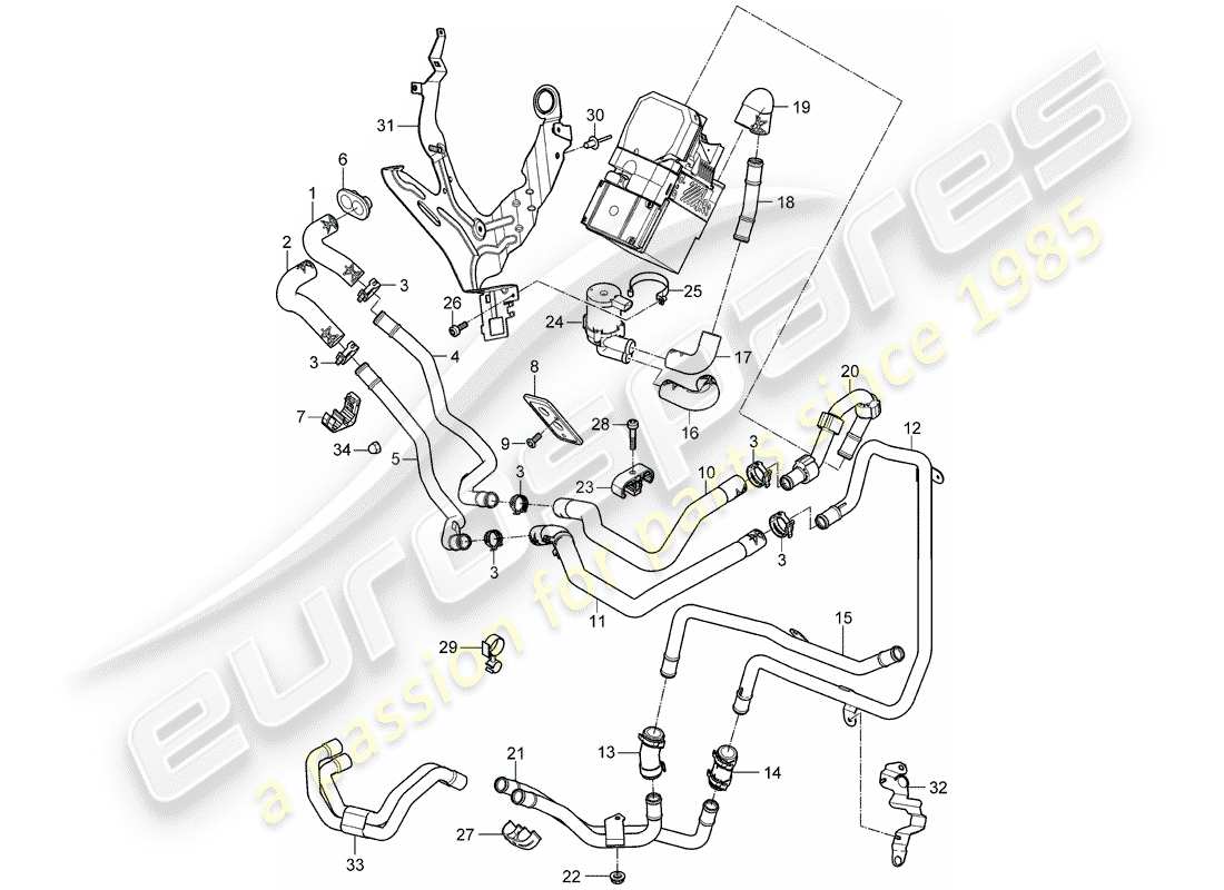 porsche cayenne (2008) heater part diagram