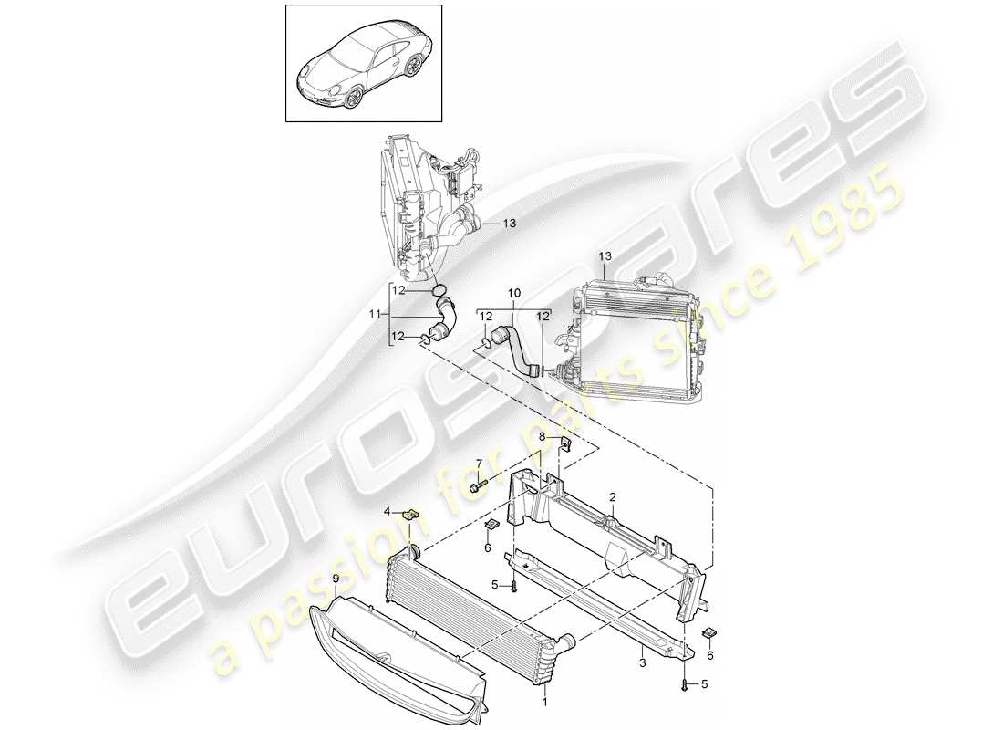 porsche 997 gen. 2 (2012) radiator parts diagram