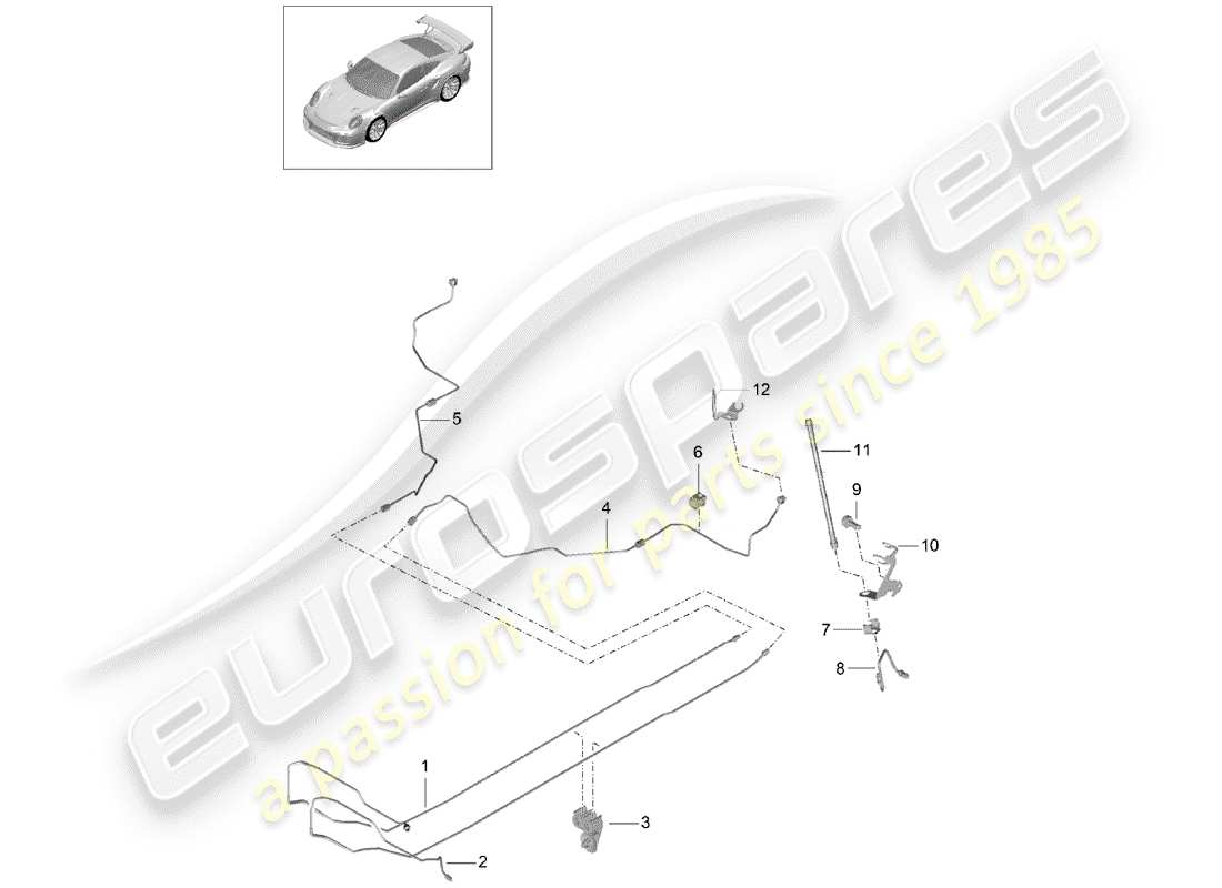 porsche 991 turbo (2014) brake line parts diagram