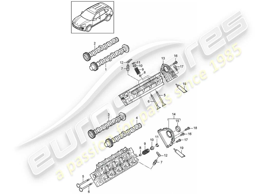 porsche cayenne e2 (2013) camshaft, valves part diagram