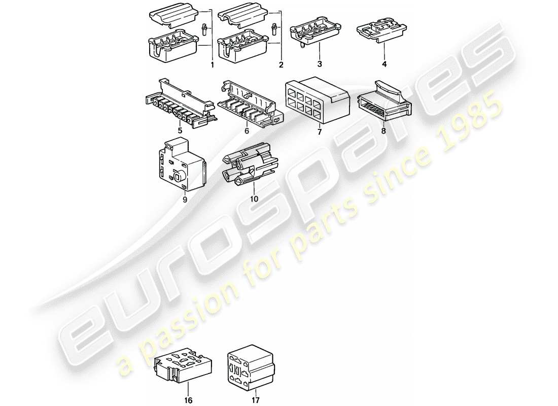 porsche 924s (1988) connector housing - 8-pole - 9-pole part diagram