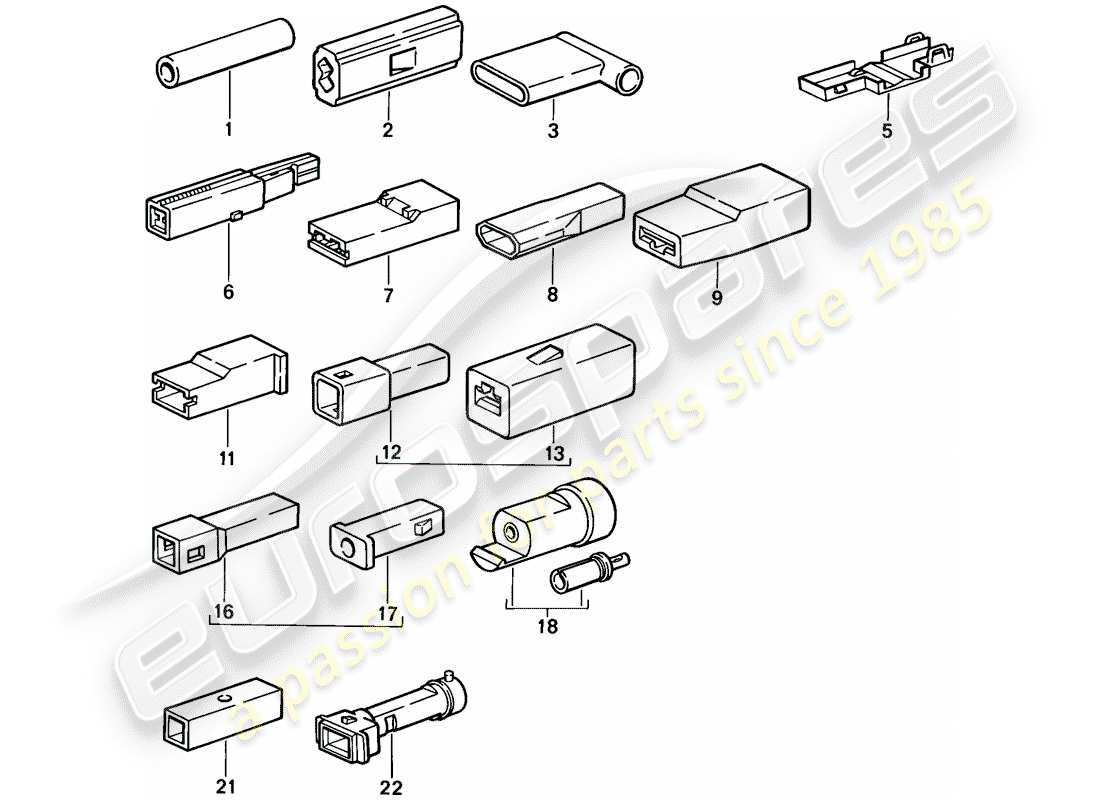 porsche 924s (1988) butt connector - connector housing - single pole part diagram