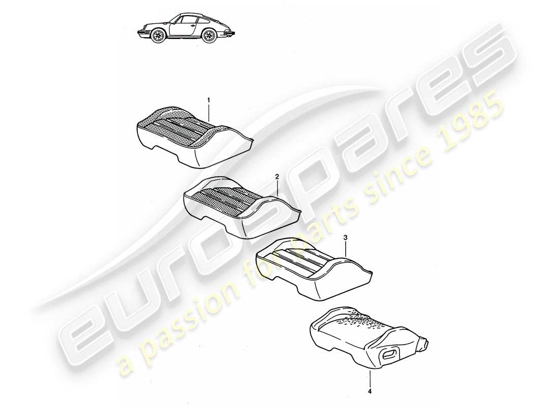 porsche seat 944/968/911/928 (1994) seat cover - sports seat - d - mj 1985>> - mj 1986 parts diagram