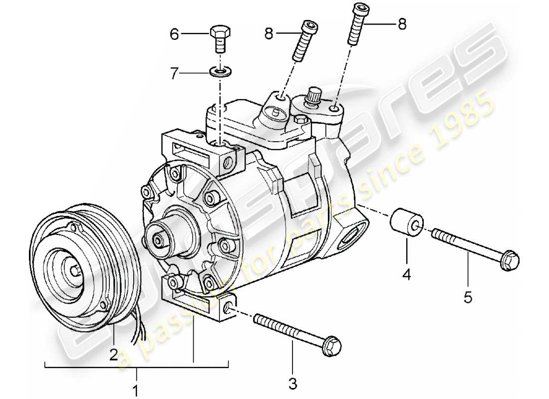 porsche 996 t/gt2 (2003) compressor parts diagram