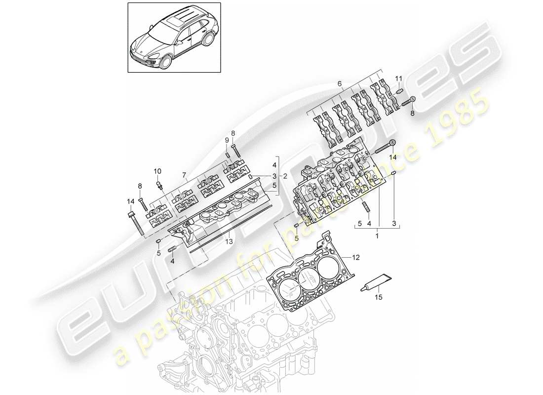 porsche cayenne e2 (2017) cylinder head parts diagram