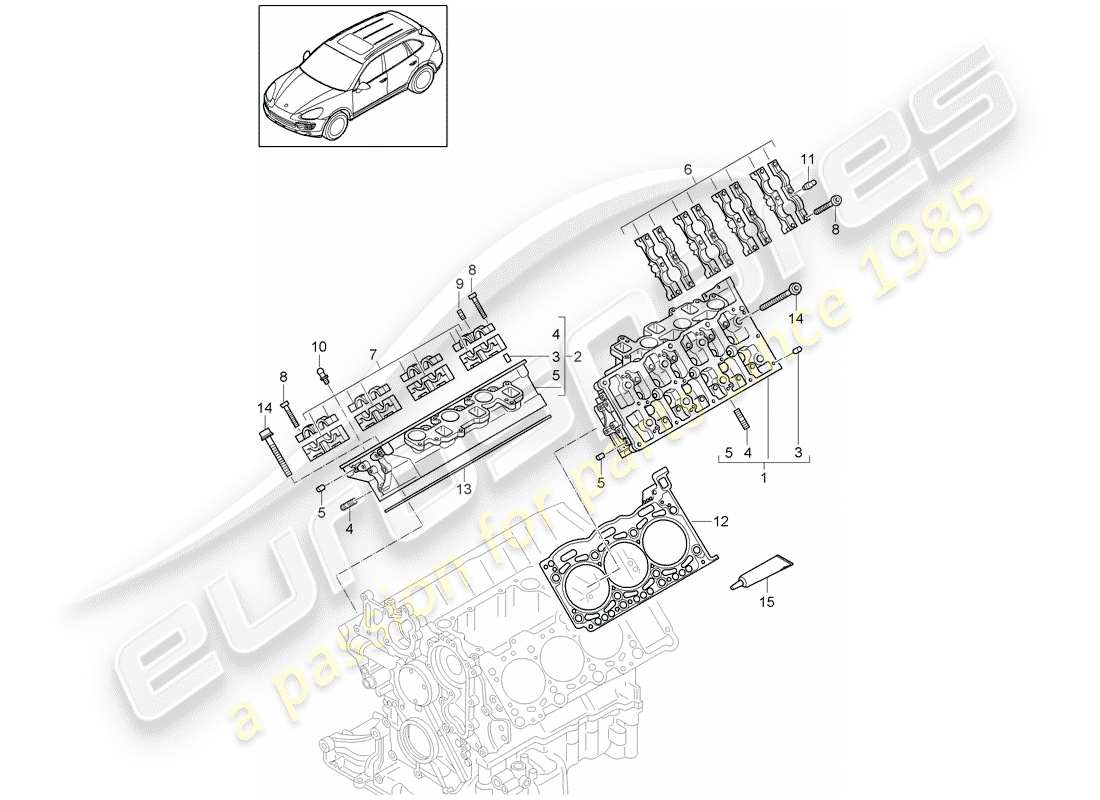 porsche cayenne e2 (2018) cylinder head part diagram