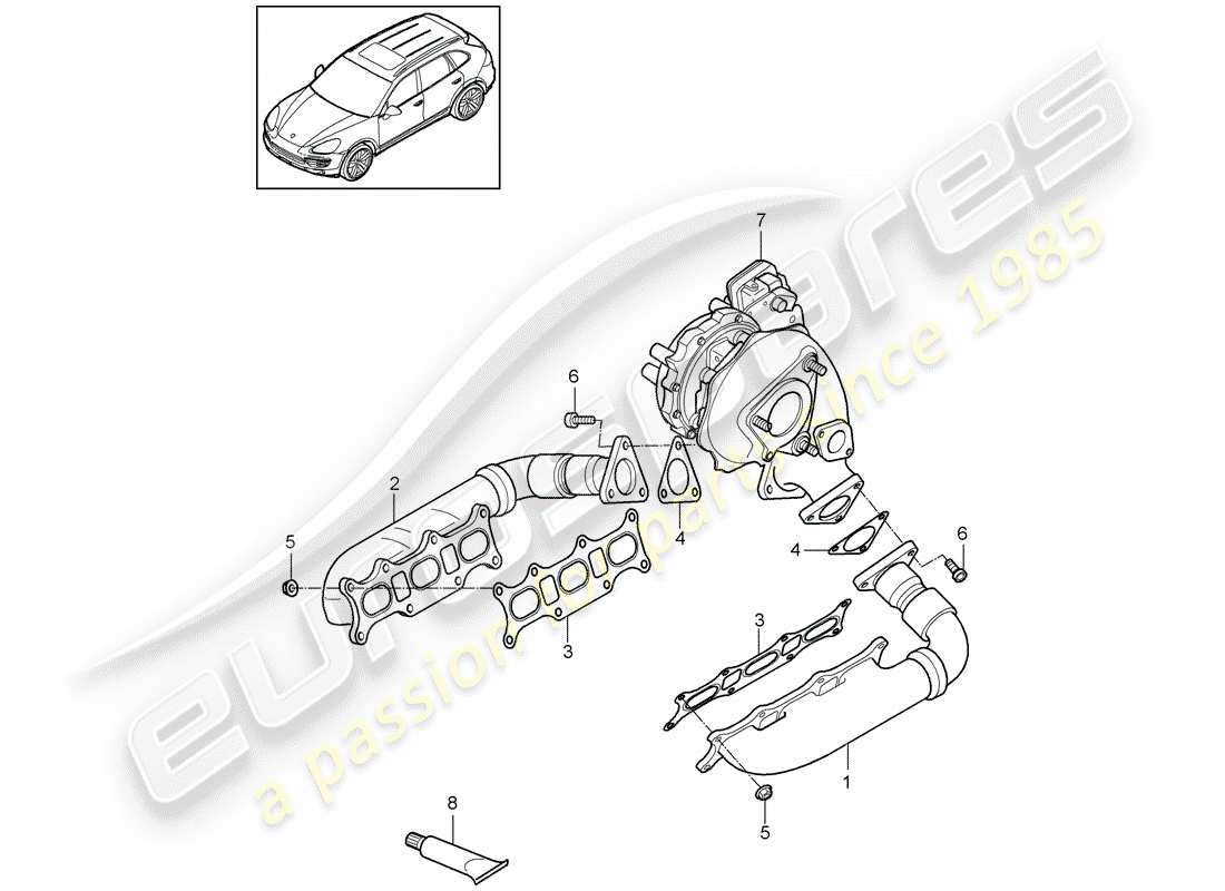 porsche cayenne e2 (2014) exhaust system part diagram