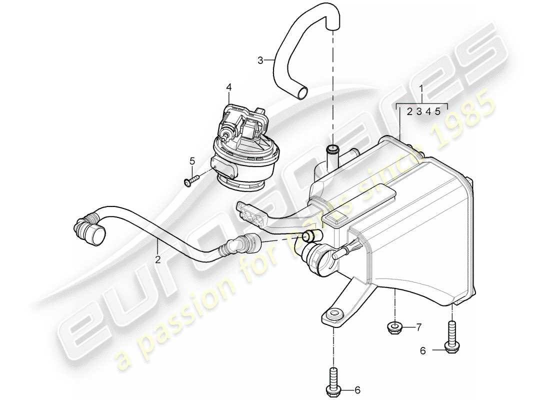 porsche cayenne (2004) evaporative emission canister part diagram