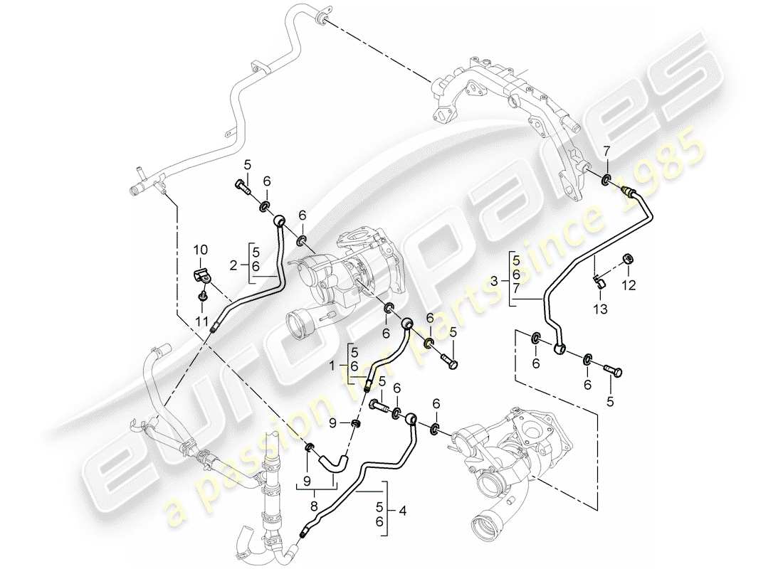 porsche cayenne (2008) exhaust gas turbocharger part diagram