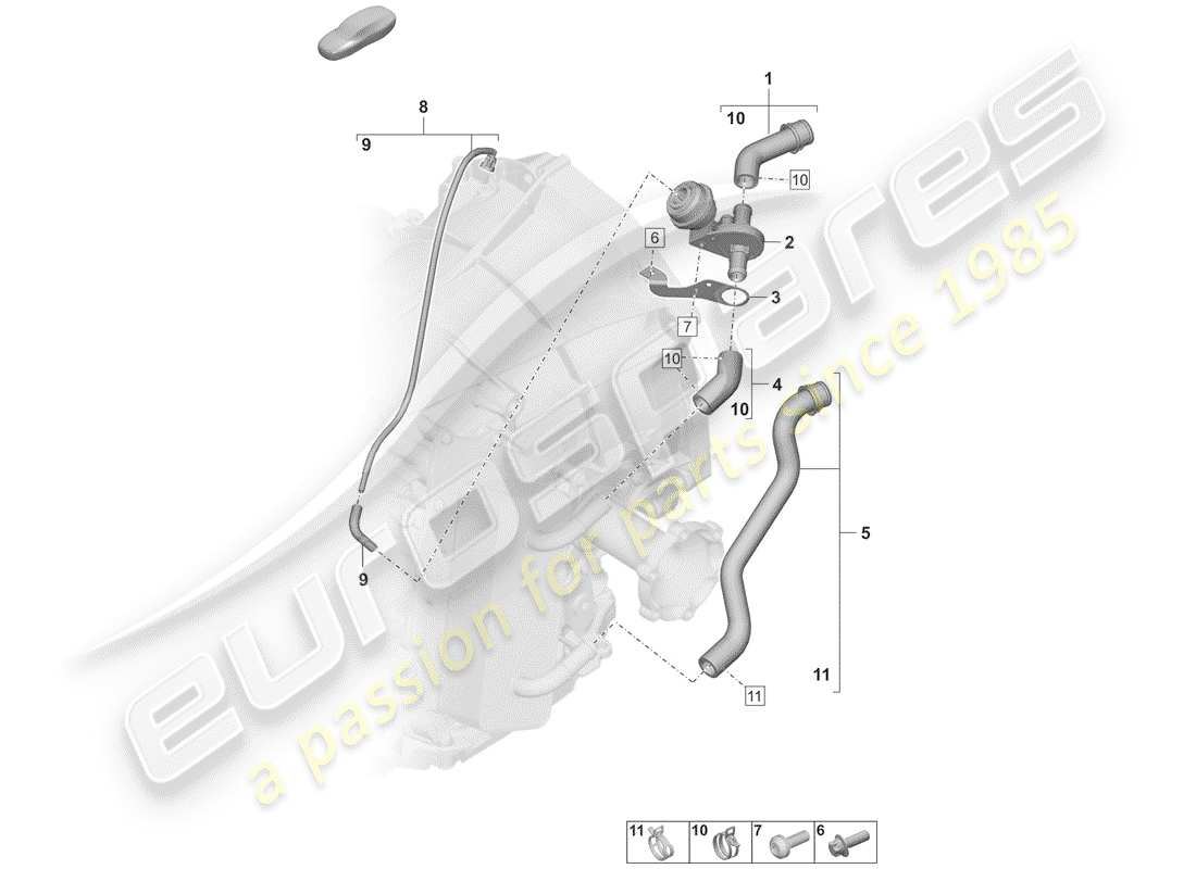 porsche 992 (2020) 8-speed dual clutch gearbox part diagram