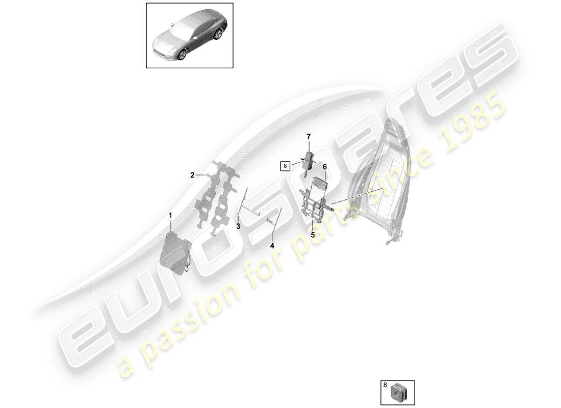 porsche panamera 971 (2019) lumbar parts diagram
