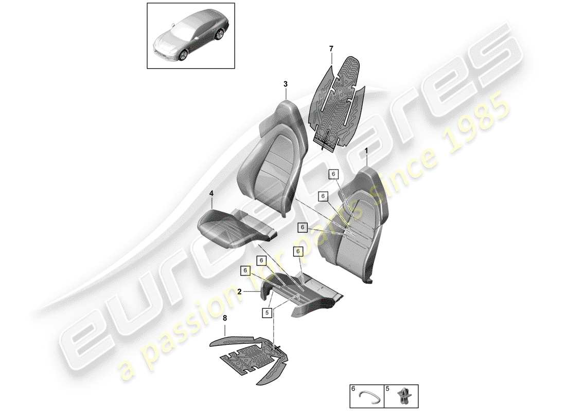 porsche panamera 971 (2019) foam part parts diagram