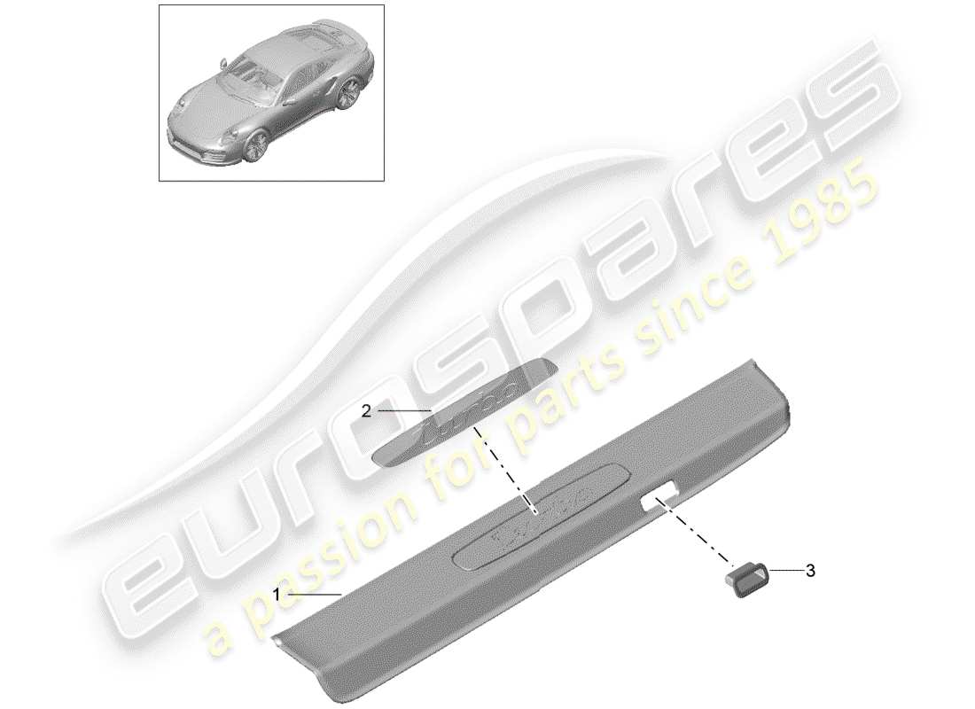 porsche 991 turbo (2016) scuff plate - sill panel parts diagram