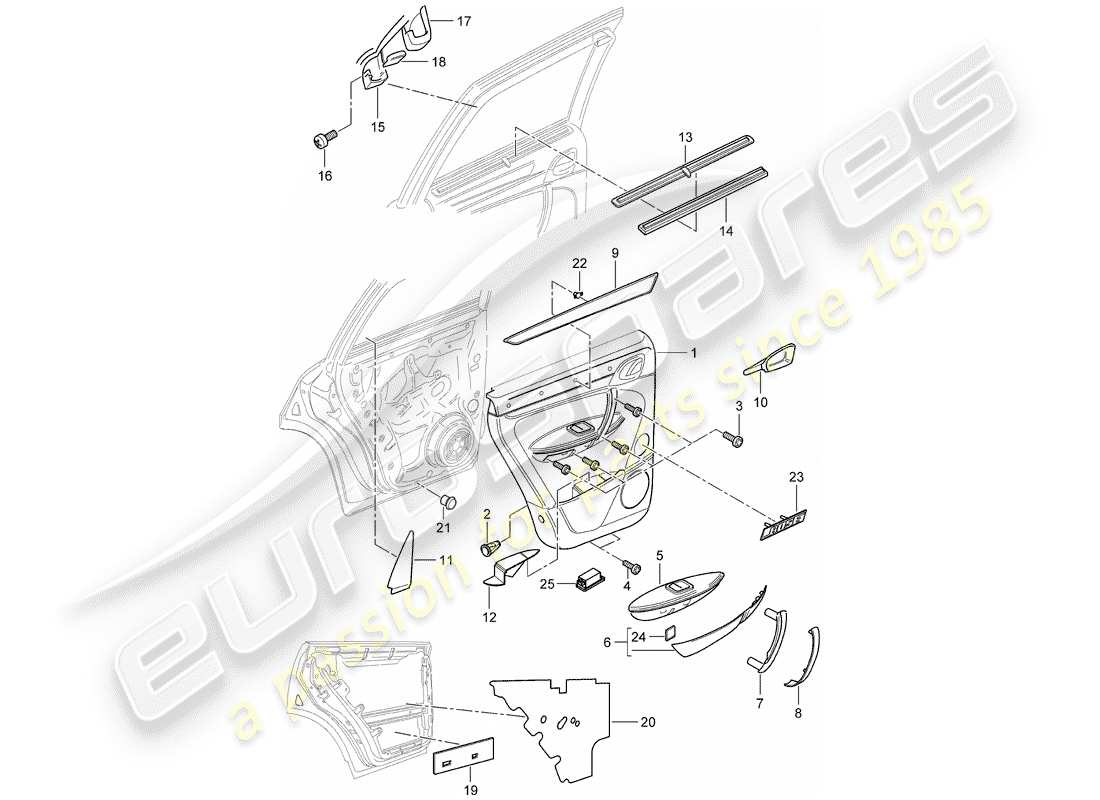 porsche cayenne (2008) door panel part diagram