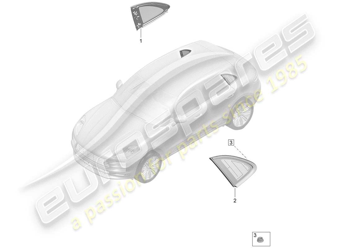 porsche macan (2020) side window (fixed) part diagram