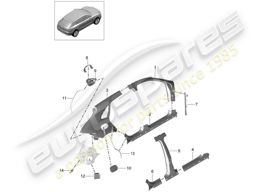 porsche macan (2020) side panel part diagram