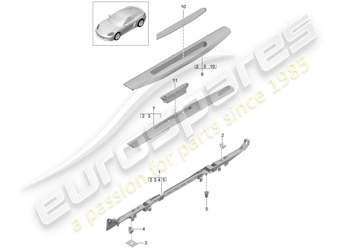 porsche 718 cayman (2019) lining parts diagram