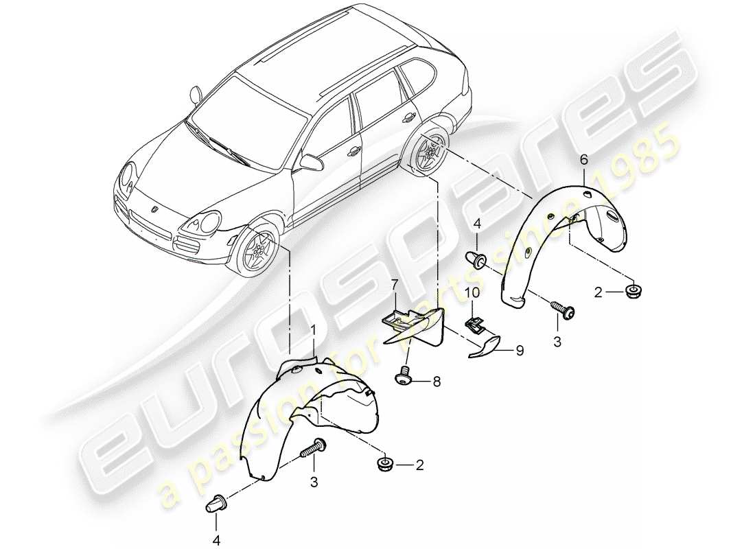 porsche cayenne (2009) lining part diagram