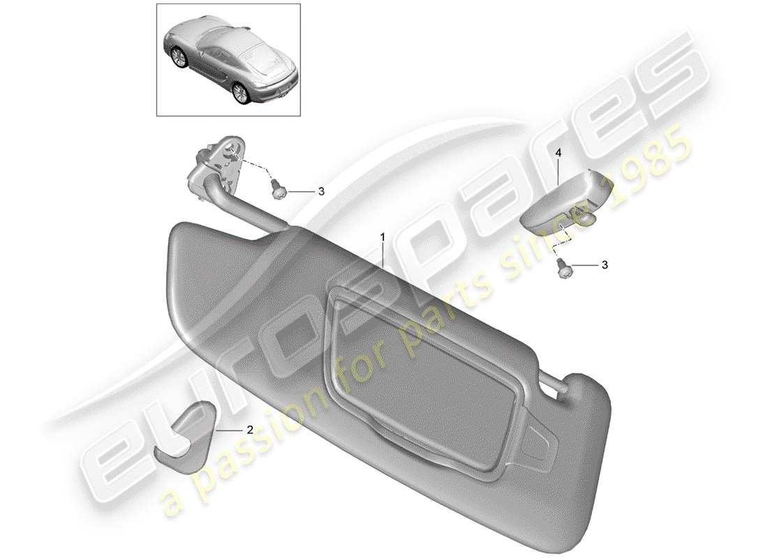 porsche cayman 981 (2014) sun vizors parts diagram