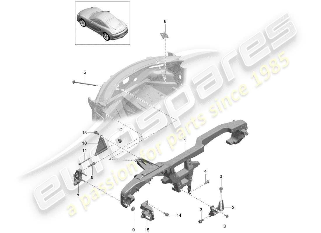 porsche cayman 981 (2014) retaining frame parts diagram