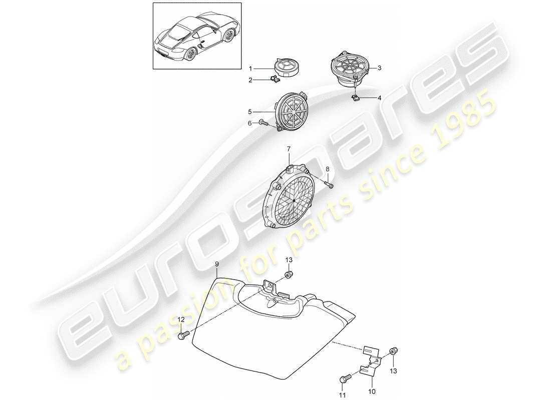 porsche cayman 987 (2010) loudspeaker parts diagram