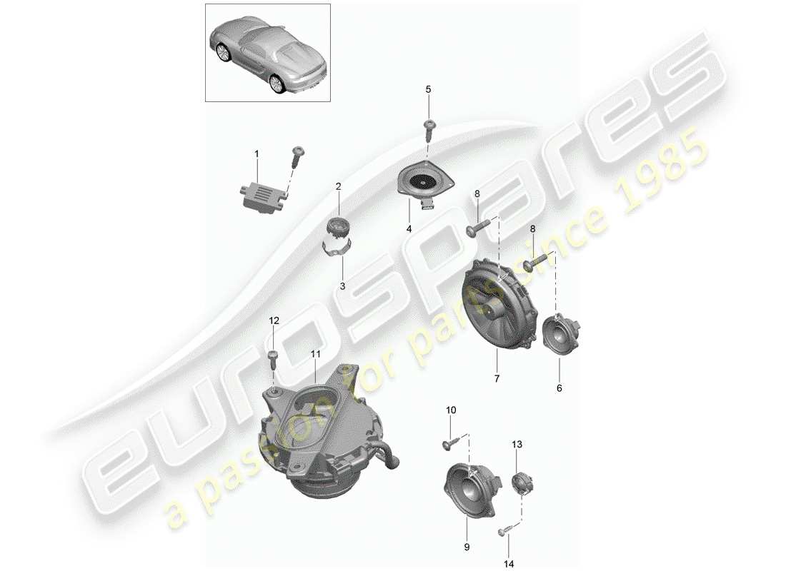 porsche 2016 loudspeaker part diagram