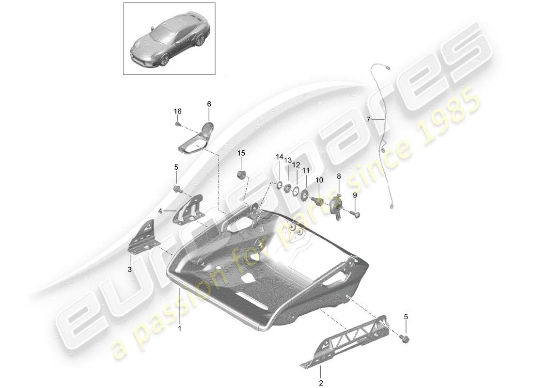 porsche 991 t/gt2rs seat part diagram